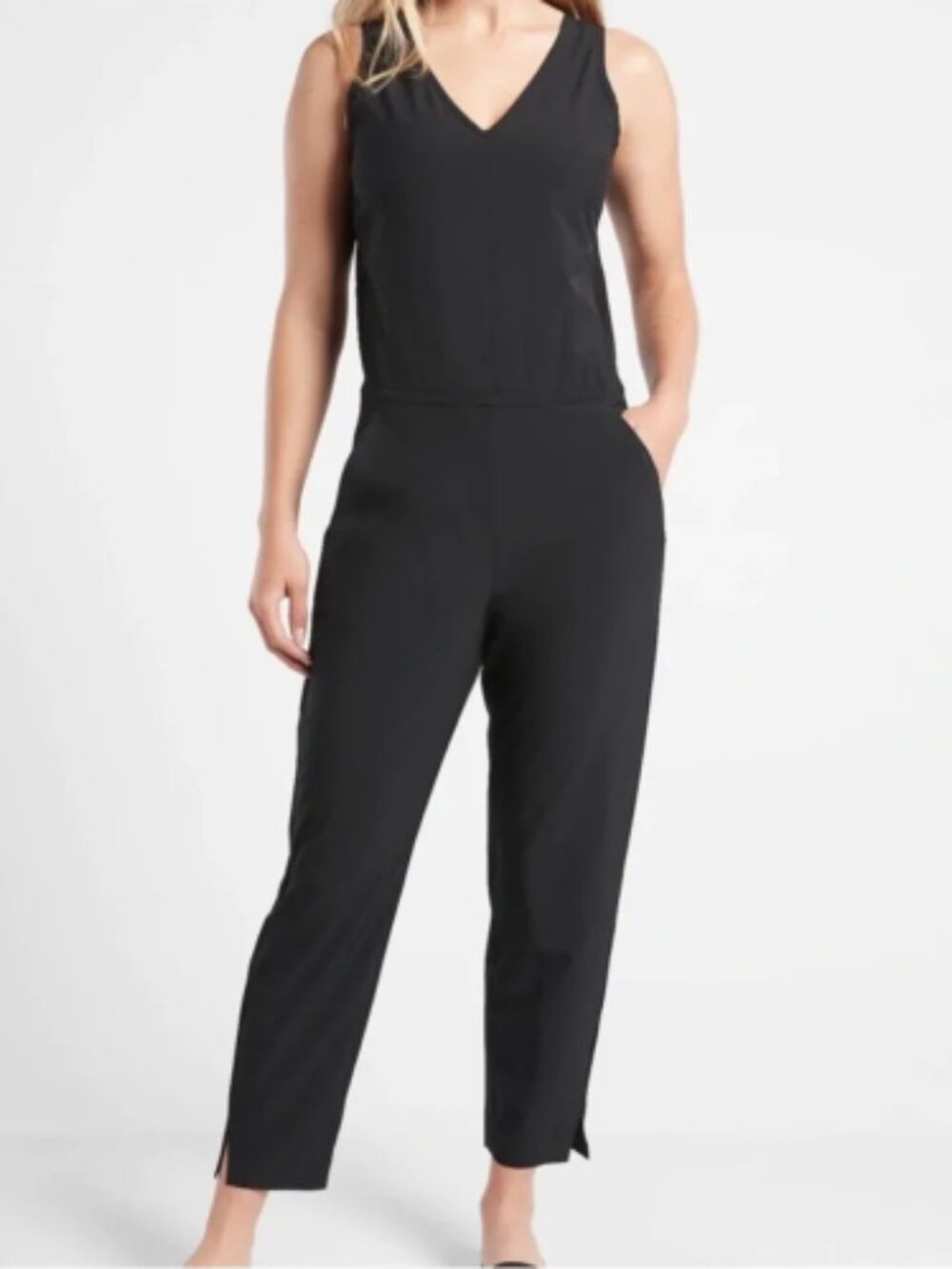 Athleta Brooklyn Jumpsuit Black 6T Tall - Very Good Condition